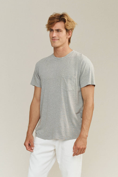 Heathered Jung Pocket Tee | Jungmaven Hemp Clothing & Accessories / model_desc: Louis is 6'0” wearing Large