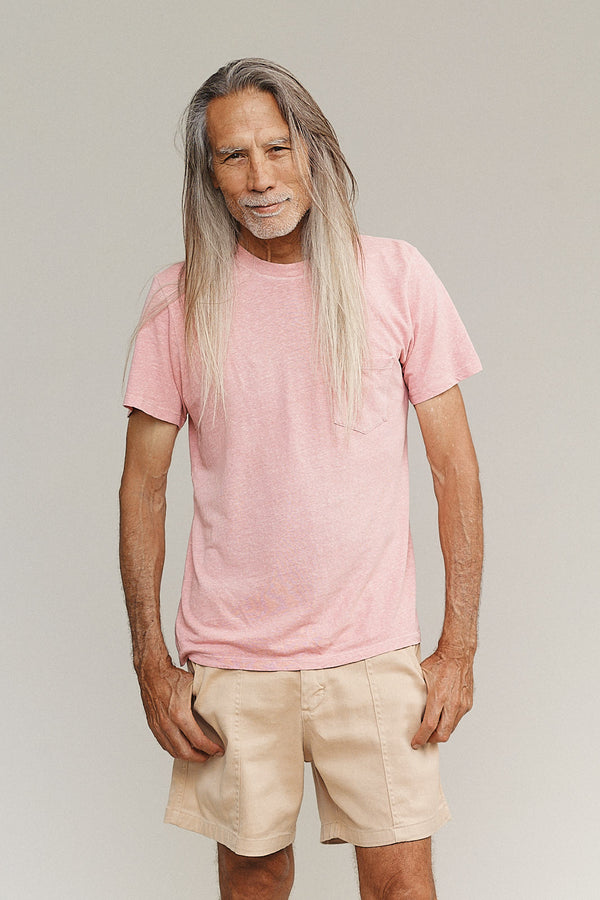 Heathered Jung Pocket Tee | Jungmaven Hemp Clothing & Accessories / model_desc: Martial is 6’2” wearing M