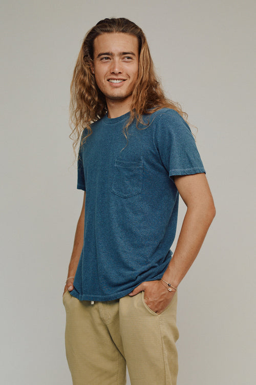 Heathered Jung Pocket Tee | Jungmaven Hemp Clothing & Accessories / model_desc: Conrad is 6’1” wearing M