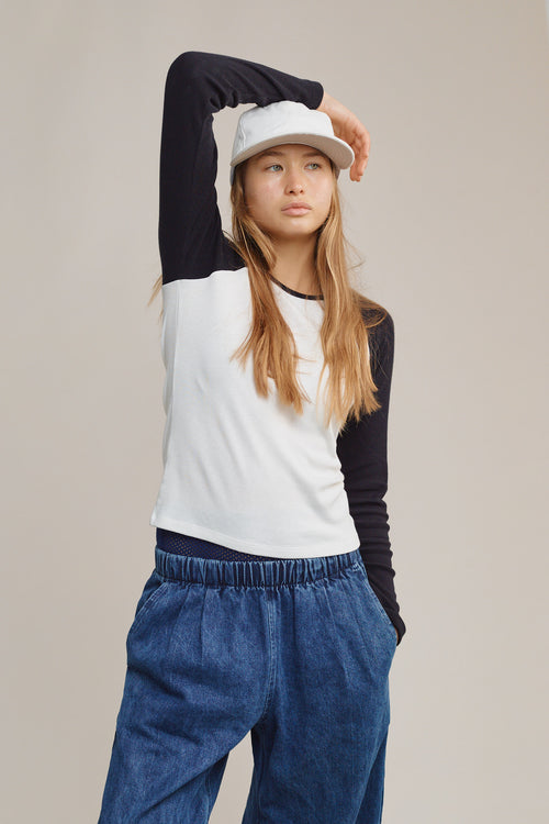 Juniper Long Sleeve Baseball Tee | Jungmaven Hemp Clothing & Accessories / model_desc: Katriel is 5'9