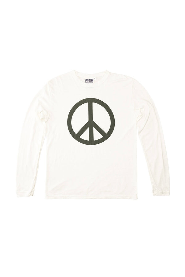 Peace Jung Long Sleeve Tee | Jungmaven Hemp Clothing & Accessories / Color: Olive Green on Washed White