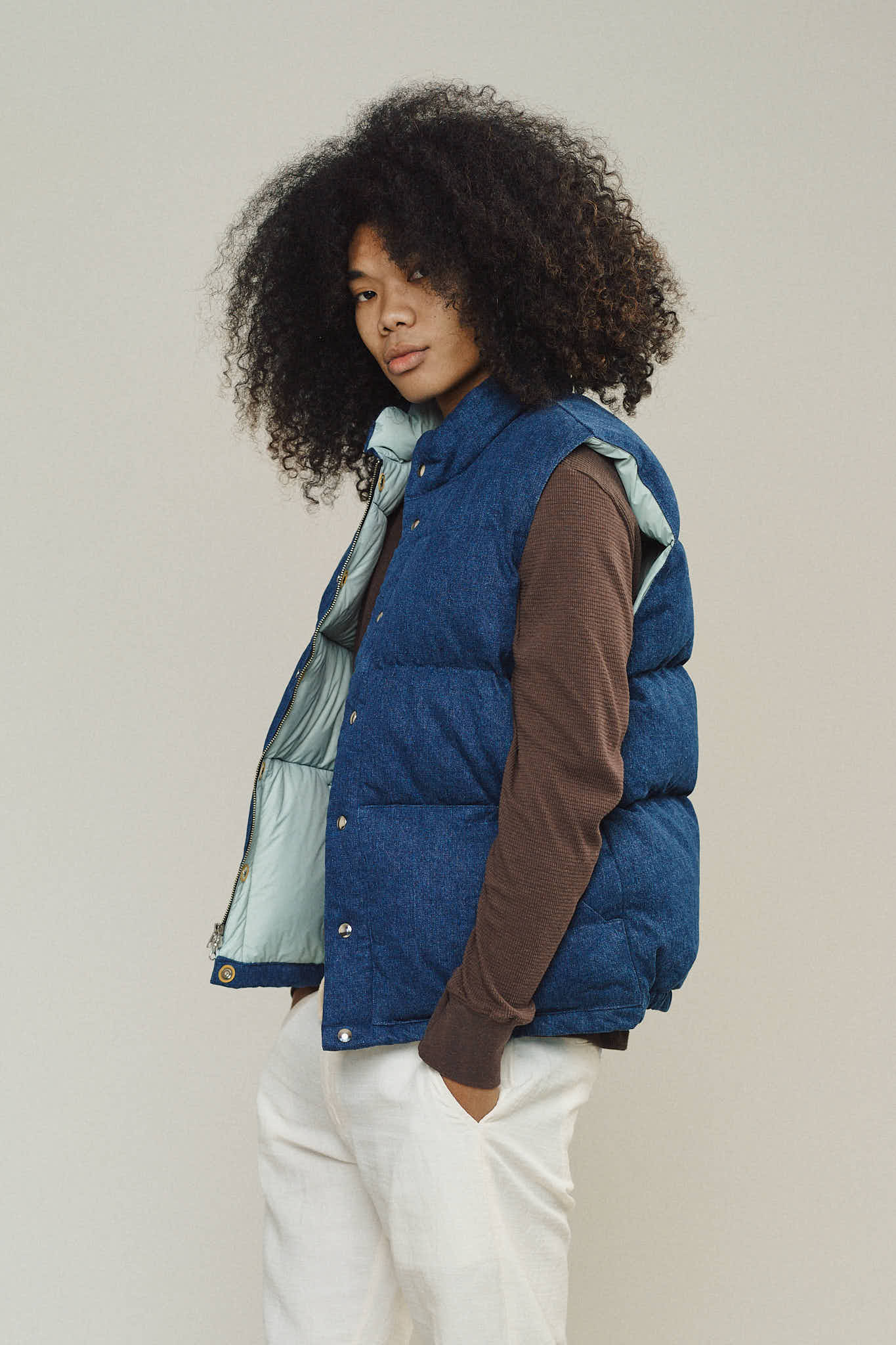 Hemp Denim Vest with Recycled Down | Jungmaven Hemp Clothing