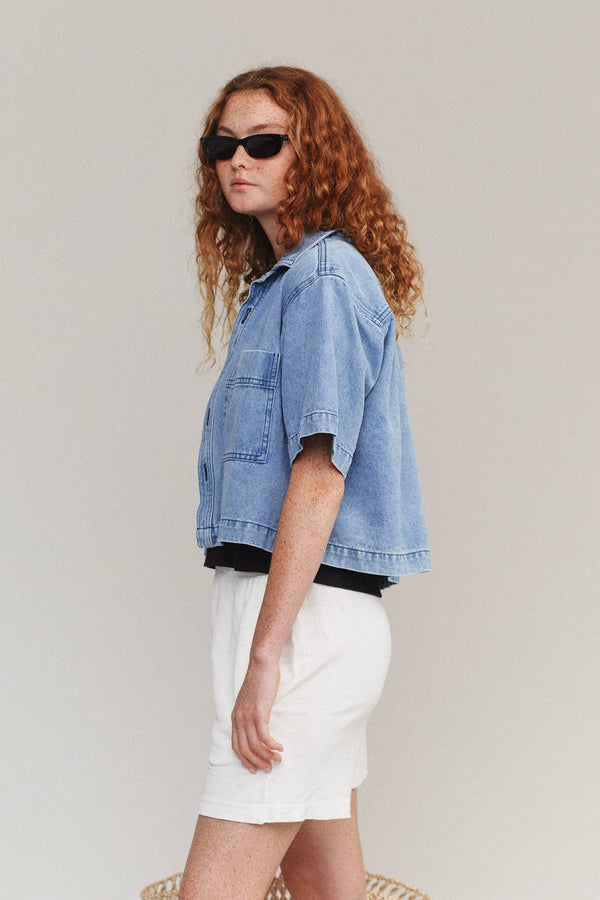 Denim Phinney Shirt | Jungmaven Hemp Clothing & Accessories / Color: