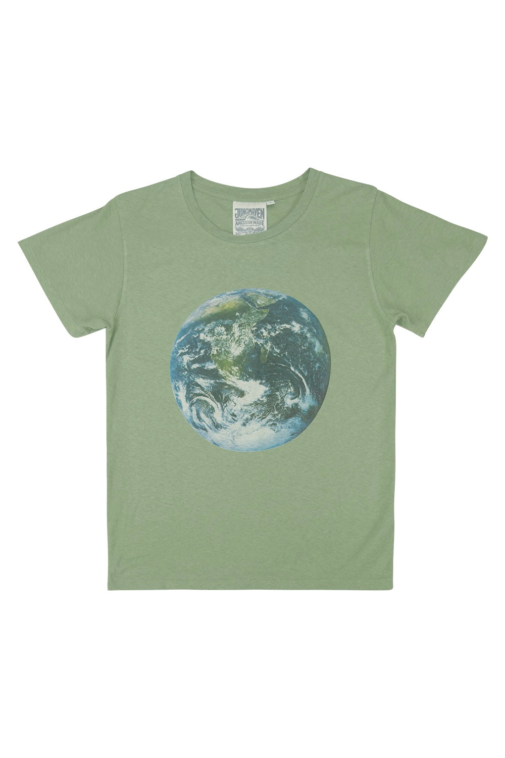 Earth Flag Loral Tee | Jungmaven Hemp Clothing & Accessories / Color: Pistachio