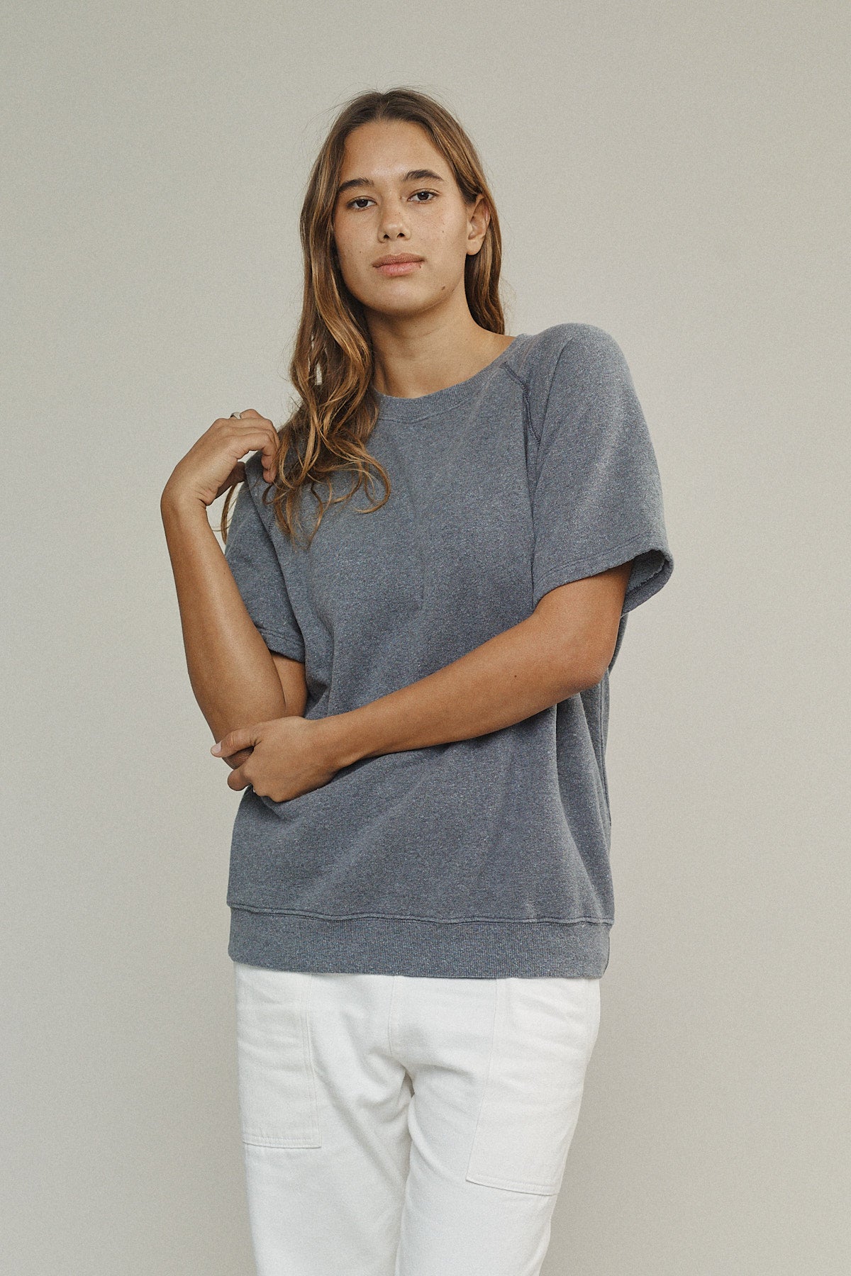 Heathered Magnuson Short Sleeve Raglan | Jungmaven Hemp Clothing & Accessories / model_desc: Maya is 5’10” wearing S
