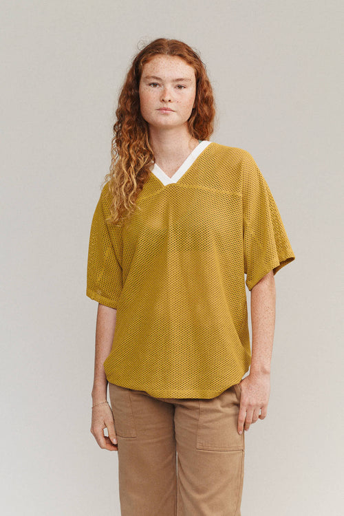 Myles Mesh Jersey | Jungmaven Hemp Clothing & Accessories / model_desc: Sydney is 5’8” wearing medium