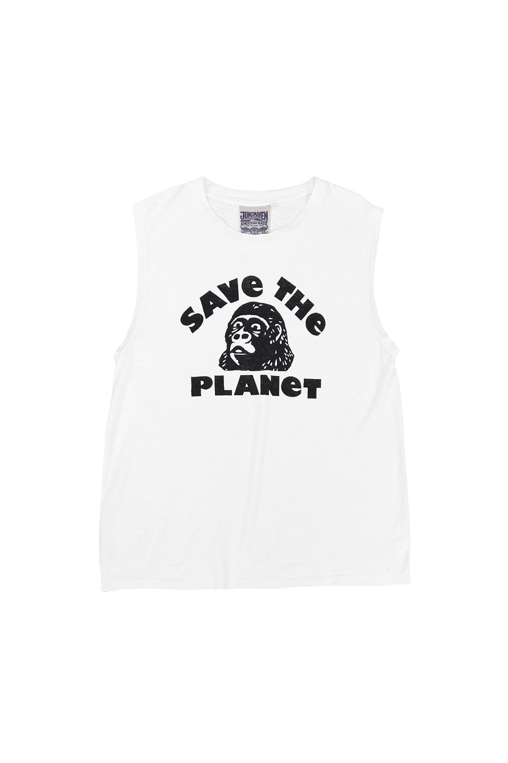 Save the Planet Malibu Muscle Tee | Jungmaven Hemp Clothing & Accessories / Color: Washed White