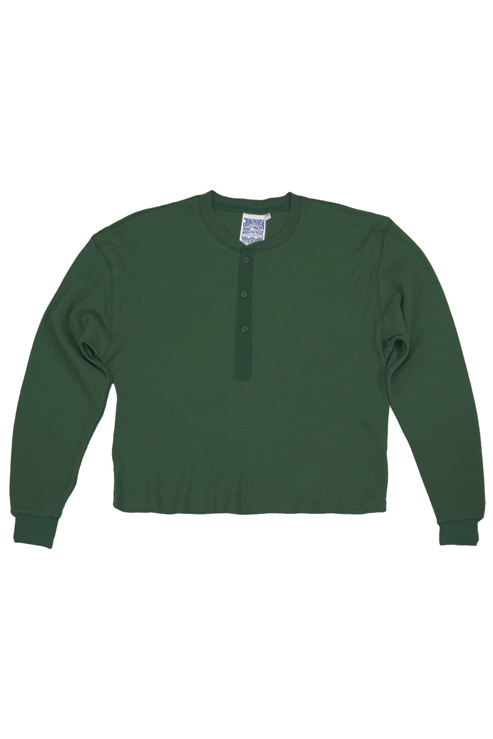 Mesa Cropped Thermal Henley | Jungmaven Hemp Clothing & Accessories / Color:Hunter Green