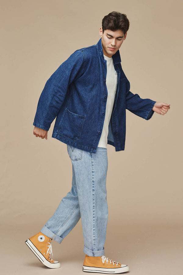 Denim Olympic Jacket | Jungmaven Hemp Clothing & Accessories / model_desc: Henry is 6’0” wearing L