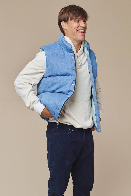 Hemp Denim Vest with Recycled Down | Jungmaven Hemp Clothing & Accessories / Color: