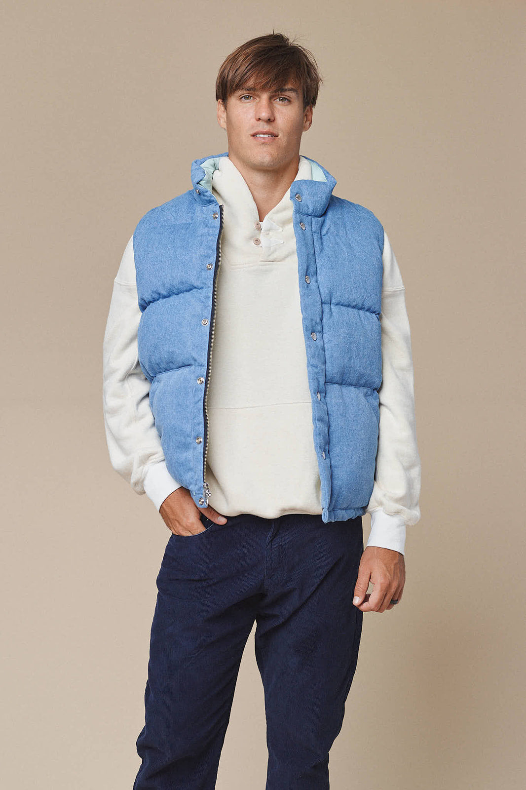 Hemp Denim Vest with Recycled Down | Jungmaven Hemp Clothing & Accessories / Color: