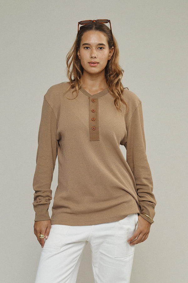 Owl Henley | Jungmaven Hemp Clothing & Accessories / model_desc: Maya is 5’10” wearing S