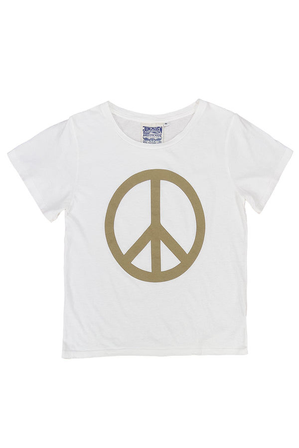 Peace Ojai Tee | Jungmaven Hemp Clothing & Accessories / Color: Desert Khaki on Washed White