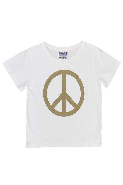 Ojai Peace Tee | Jungmaven Hemp Clothing & Accessories / Color: Desert Khaki on Washed White