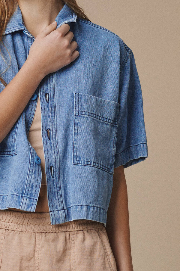 Denim Phinney Shirt | Jungmaven Hemp Clothing & Accessories / Color: