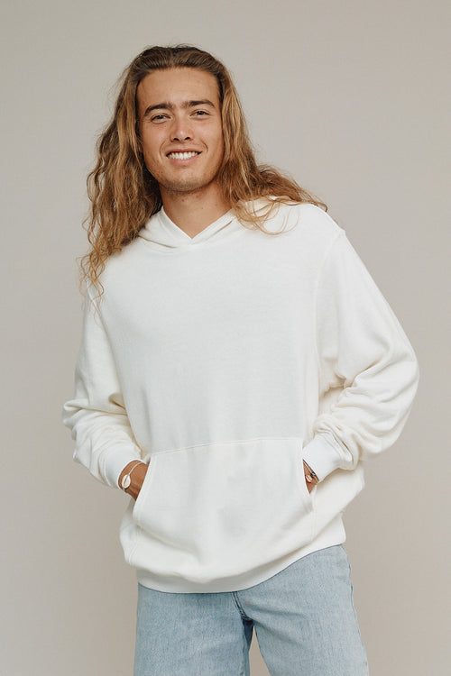 Powell Hooded Sweatshirt | Jungmaven Hemp Clothing & Accessories / model_desc: Conrad is 6’1” wearing Large