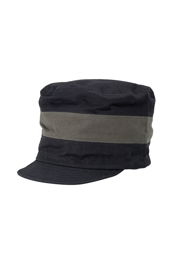 Tall Hemp Twill Cap by Phatee Wear | Jungmaven Hemp Clothing & Accessories / Color:  Black with Olive Stripe