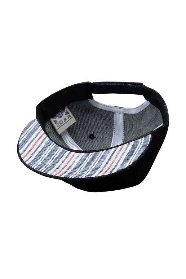 Ebby Cap | Jungmaven Hemp Clothing & Accessories / Color: Dark Denim with Red/White/Blue Stripe