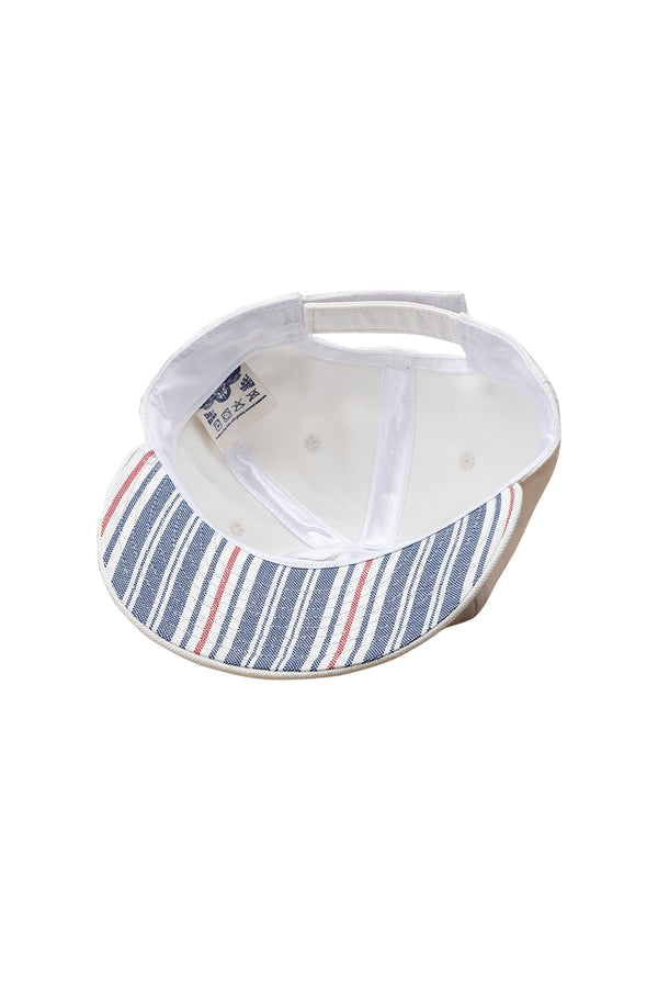 Ebby Cap | Jungmaven Hemp Clothing & Accessories / Color: White Twill with Red/White/Blue Stripe