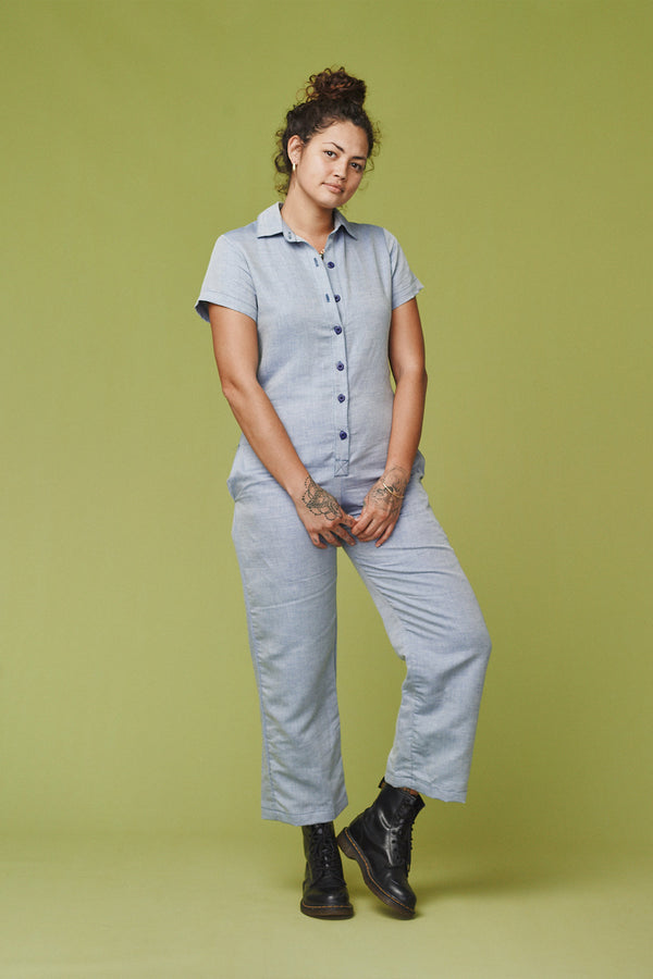 Porto Stillwater Polo Romper | Jungmaven Hemp Clothing & Accessories / model_desc: Avery is  5’10” wearing S