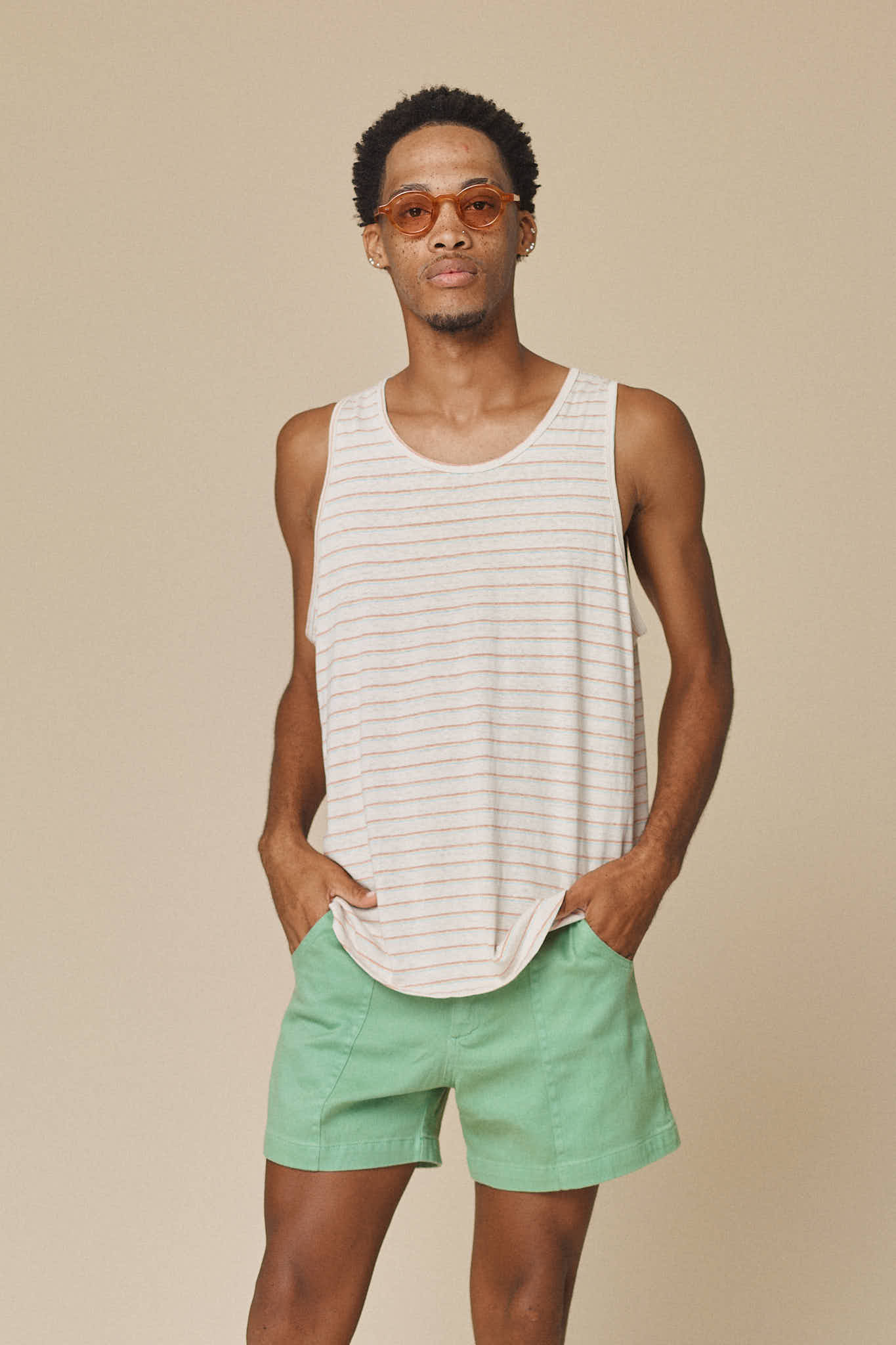 Stripe Tank Top | Jungmaven Hemp Clothing & Accessories / model_desc: E.J. is 6’0” wearing L