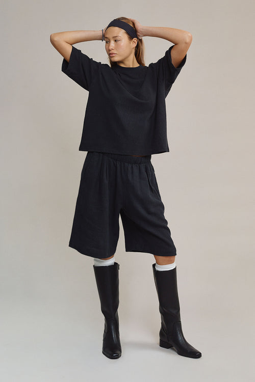 Cambria Short | Jungmaven Hemp Clothing & Accessories / model_desc: Katriel is 5’9” wearing S