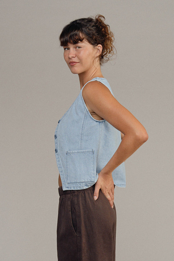 Sienna Denim Vest | Jungmaven Hemp Clothing & Accessories / Color: