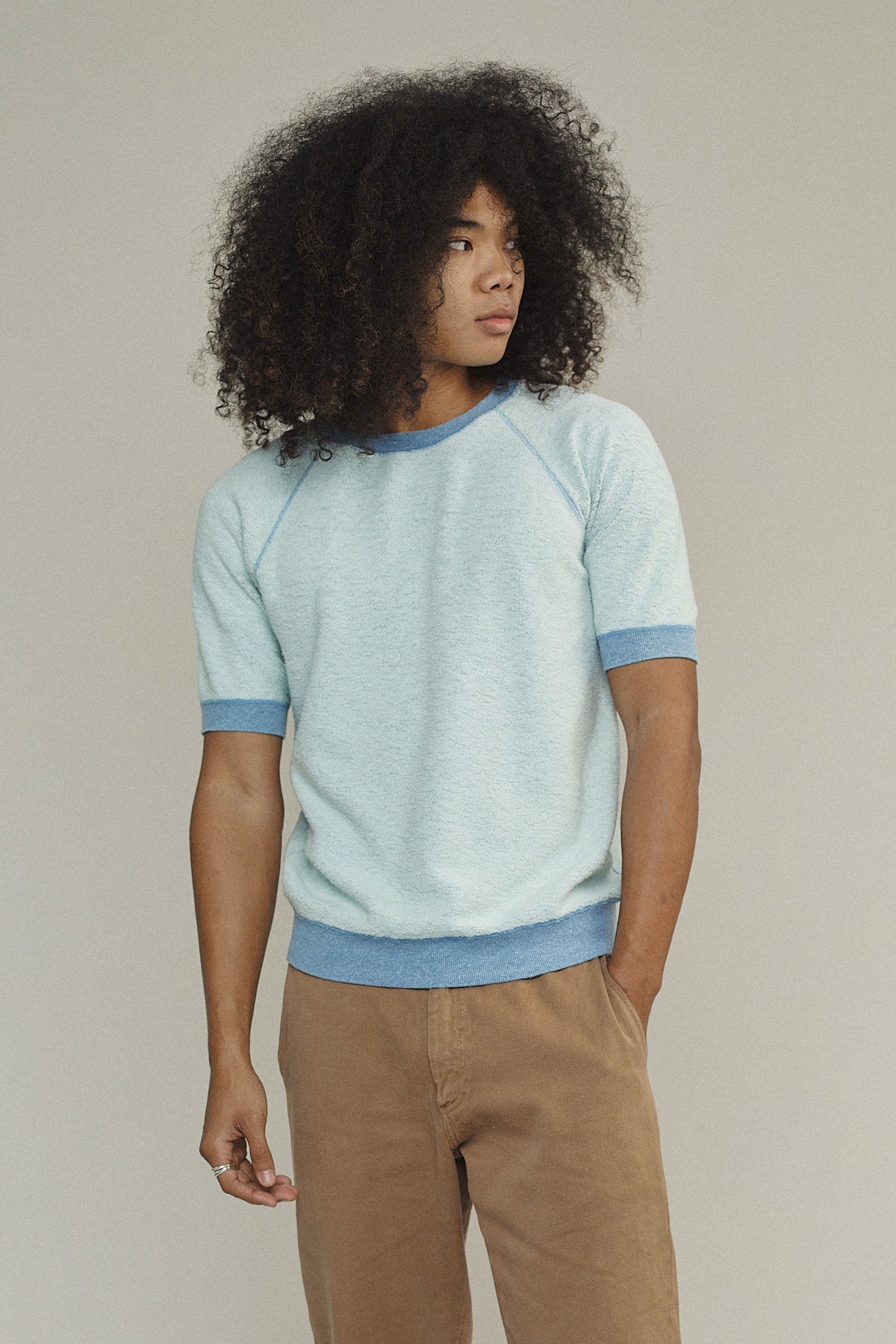 Heathered Short Sleeve Raglan Sherpa Sweatshirt | Jungmaven Hemp Clothing & Accessories / Color: