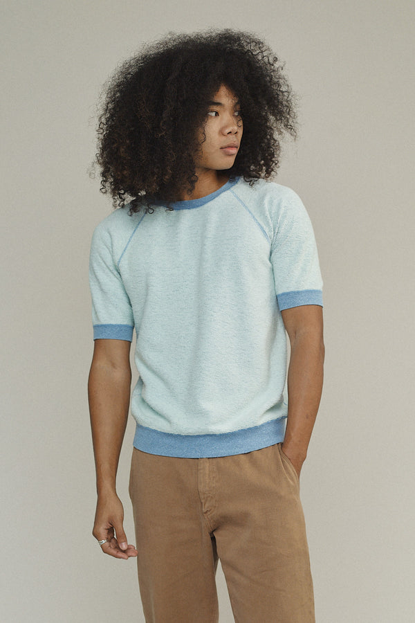 Heathered Short Sleeve Raglan Sherpa Sweatshirt | Jungmaven Hemp Clothing & Accessories / Color: