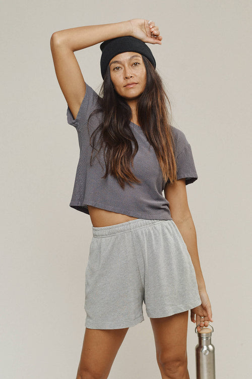 Carmen Mesh Cropped Tee | Jungmaven Hemp Clothing & Accessories / model_desc: Tamiko is 5’8” wearing Small