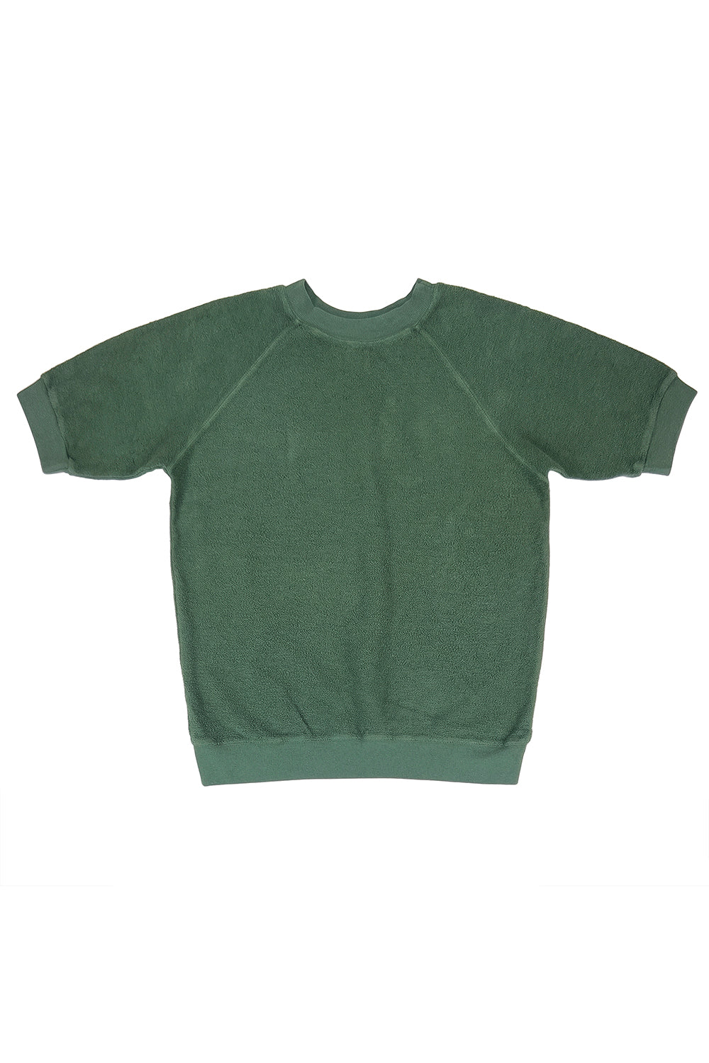 Short Sleeve Raglan Sherpa Sweatshirt | Jungmaven Hemp Clothing & Accessories / Color: Hunter Green