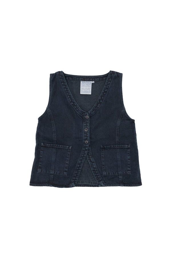 Sienna Denim Vest | Jungmaven Hemp Clothing & Accessories / Color: Black Indigo