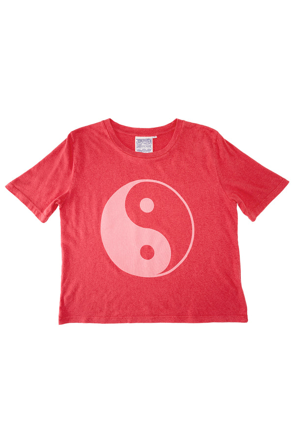 Yin Yang Silverlake Cropped  Tee | Jungmaven Hemp Clothing & Accessories / Color: Rose Water on Sunset Coral