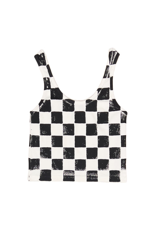 Checkerboard Sporty Tank | Jungmaven Hemp Clothing & Accessories / Color: Black Checker on Washed White