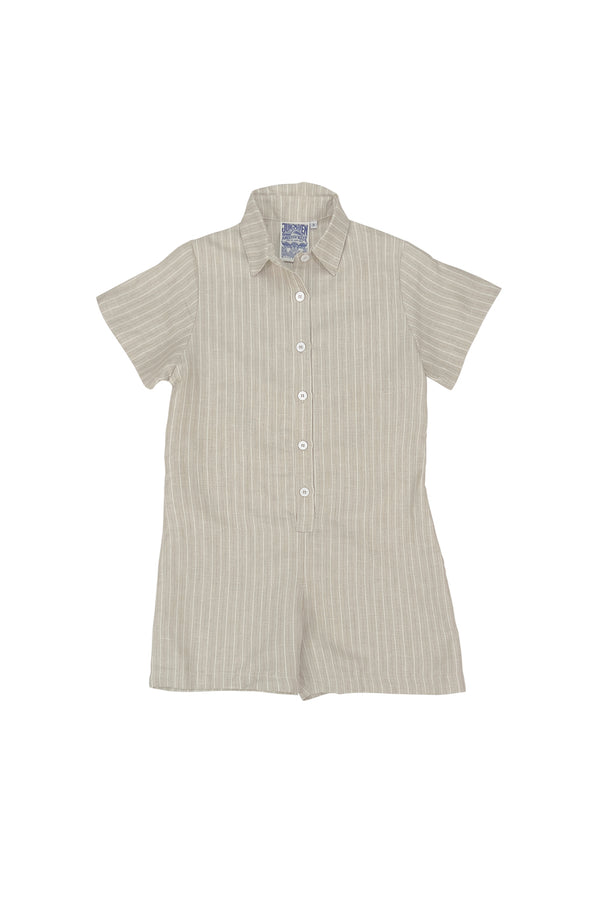Porto Stillwater Short Romper | Jungmaven Hemp Clothing & Accessories / Color: Beige Stripe