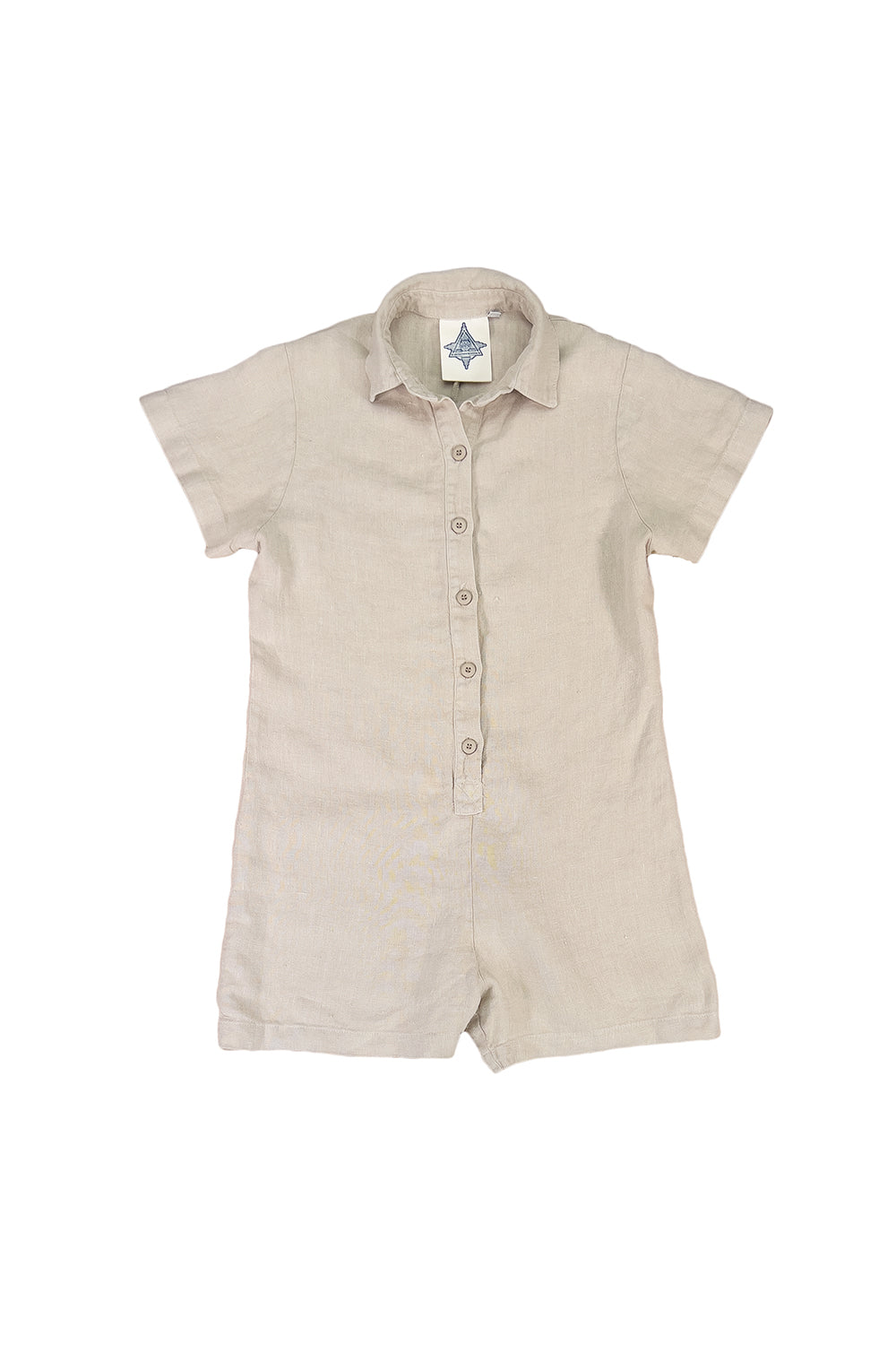 Baby Overalls Beige Cotton and Linen Canvas