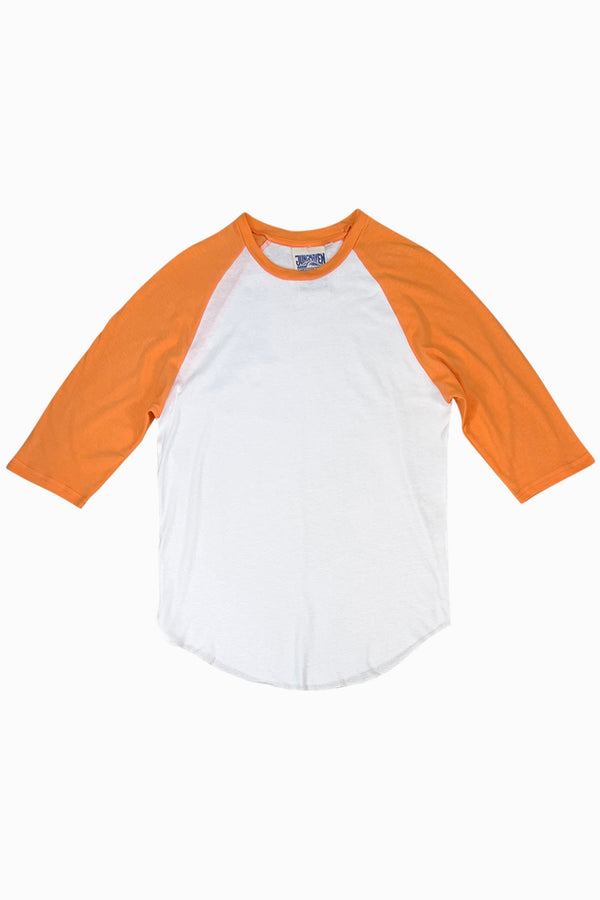 Stones 3/4 Sleeve Raglan | Jungmaven Hemp Clothing & Accessories / Color: Apricot Crush Sleeve / White Body
