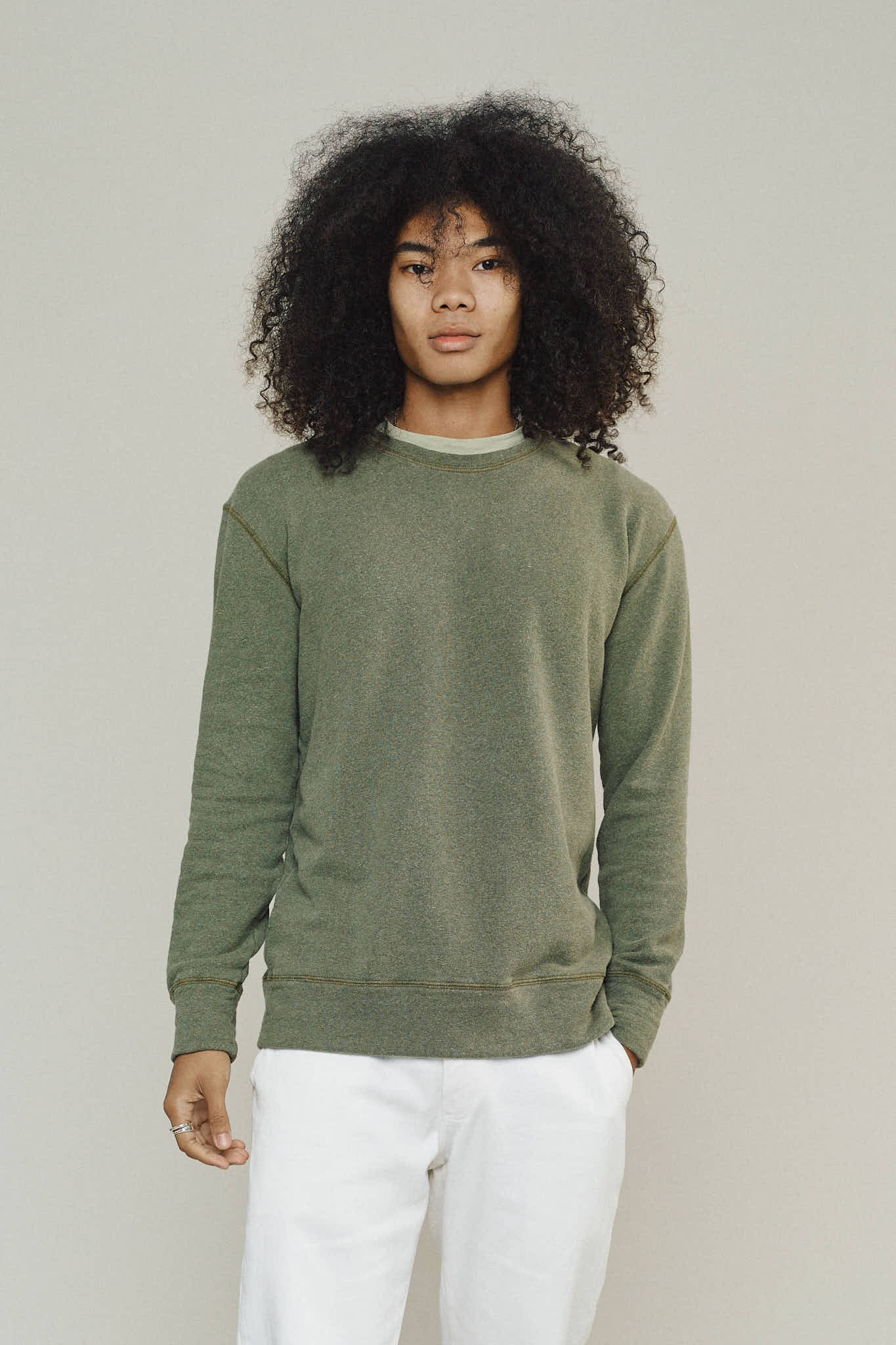 Heathered Fleece Tahoe Sweatshirt | Jungmaven Hemp Clothing & Accessories / model_desc: Chaz is 6’2” wearing Medium