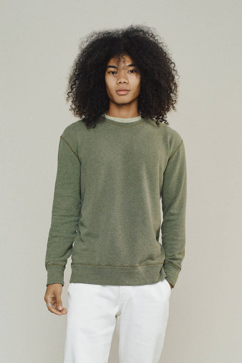 Heathered Fleece Tahoe Sweatshirt | Jungmaven Hemp Clothing & Accessories / model_desc: Chaz is 6’2” wearing Medium