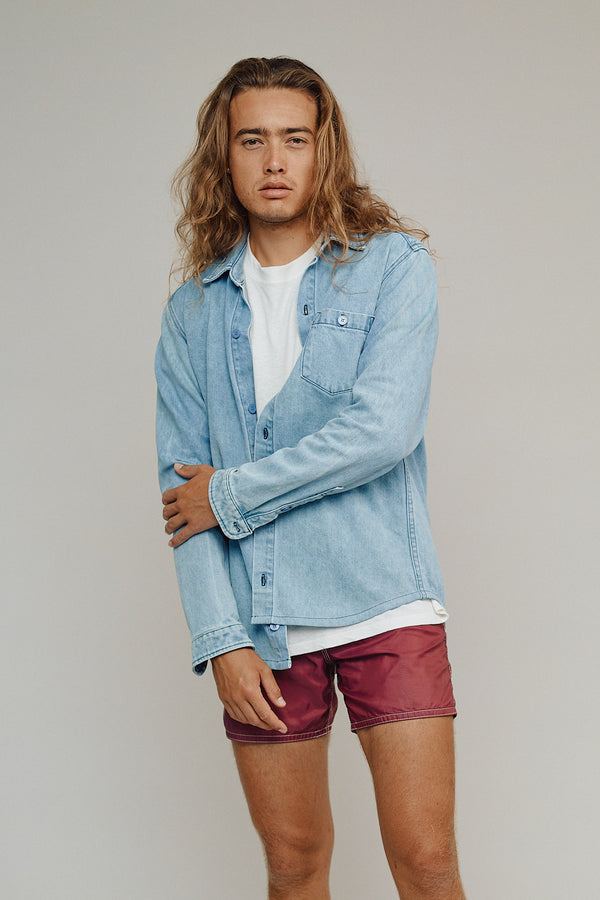 Denim Curved Hem Topanga Shirt | Jungmaven Hemp Clothing & Accessories / Color: