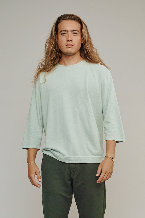 Cardiff 3/4 Sleeve Tee | Jungmaven Hemp Clothing & Accessories / model_desc: Conrad 6’1” wearing size Large