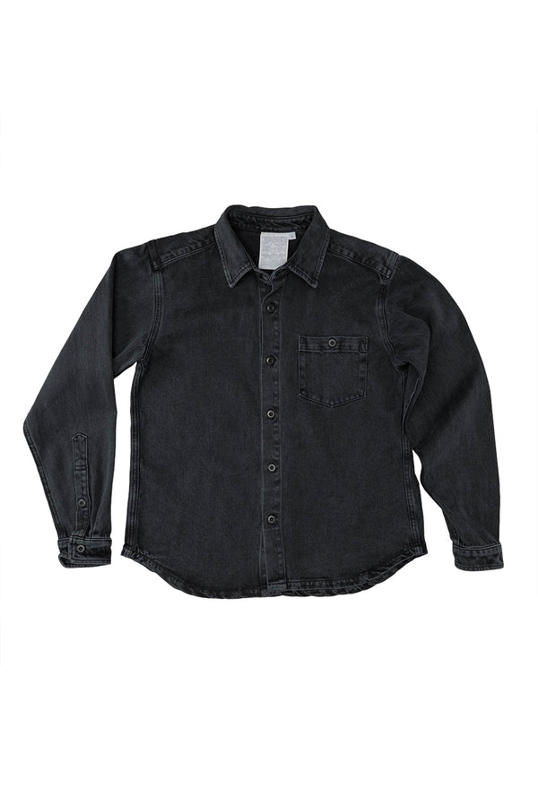 Denim Curved Hem Topanga Shirt | Jungmaven Hemp Clothing & Accessories / Color: Black