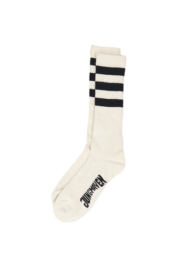 Town and Country Socks | Jungmaven Hemp Clothing & Accessories / Color: Black Stripes on White