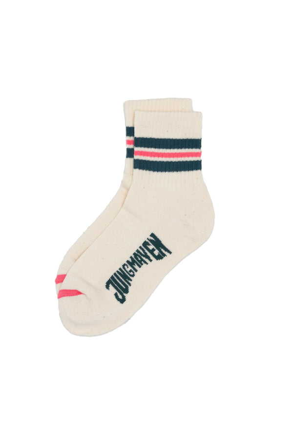 Town and Country Ankle Socks | Jungmaven Hemp Clothing & Accessories / Color: Deep Teal/Electric Fuchsia 3 Stripe
