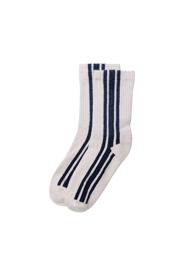 Vertical Stripe Socks by American Trench | Jungmaven Hemp Clothing & Accessories / Color: Navy