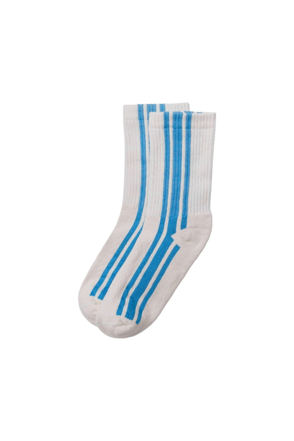 Vertical Stripe Socks by American Trench | Jungmaven Hemp Clothing & Accessories / Color: Cyan