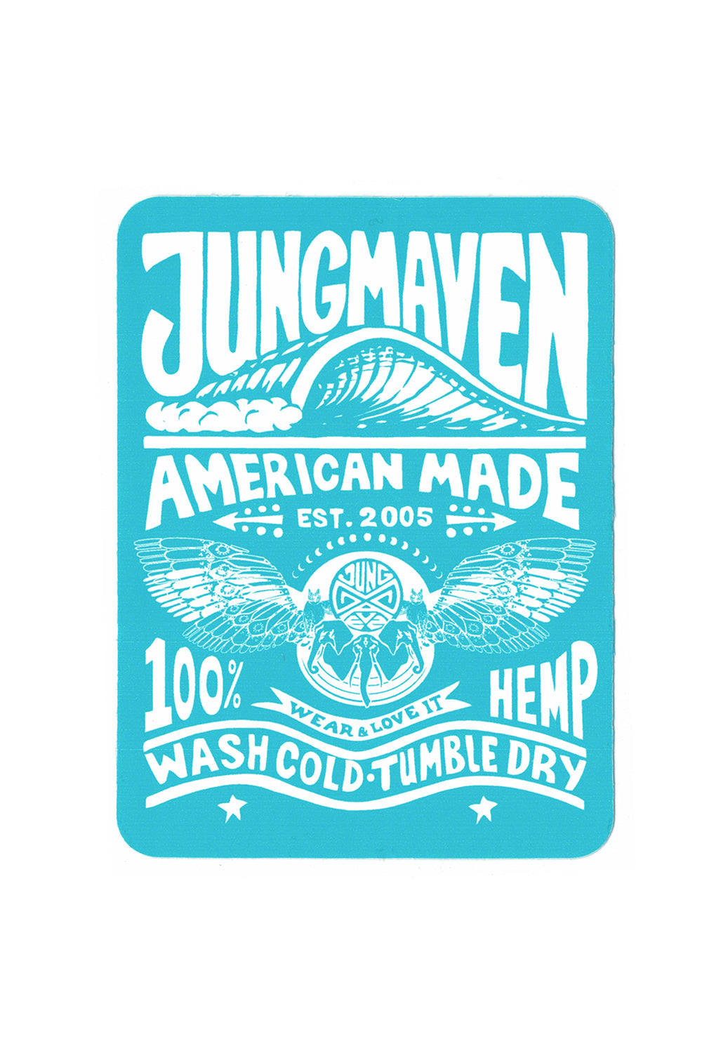 Jungmaven Stickers | Jungmaven Hemp Clothing & Accessories / Color: Caribbean Blue