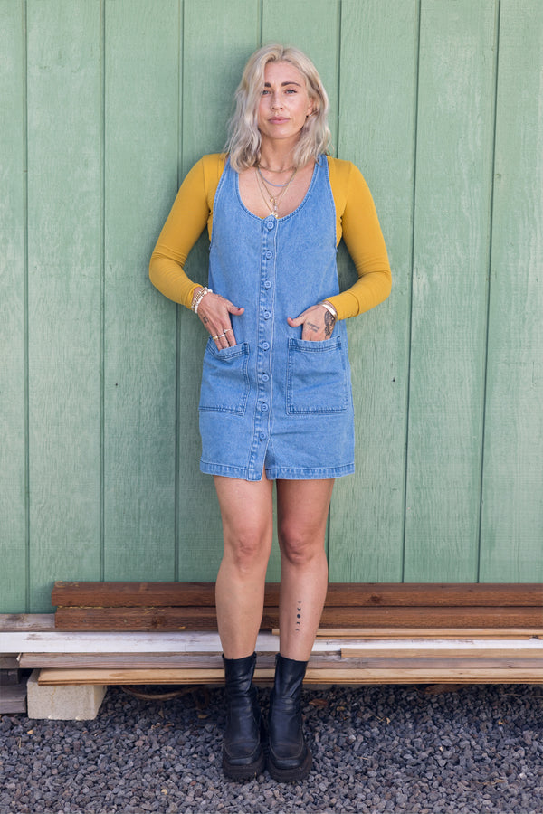 Denim Jumper Dress | Jungmaven Hemp Clothing & Accessories / Color: