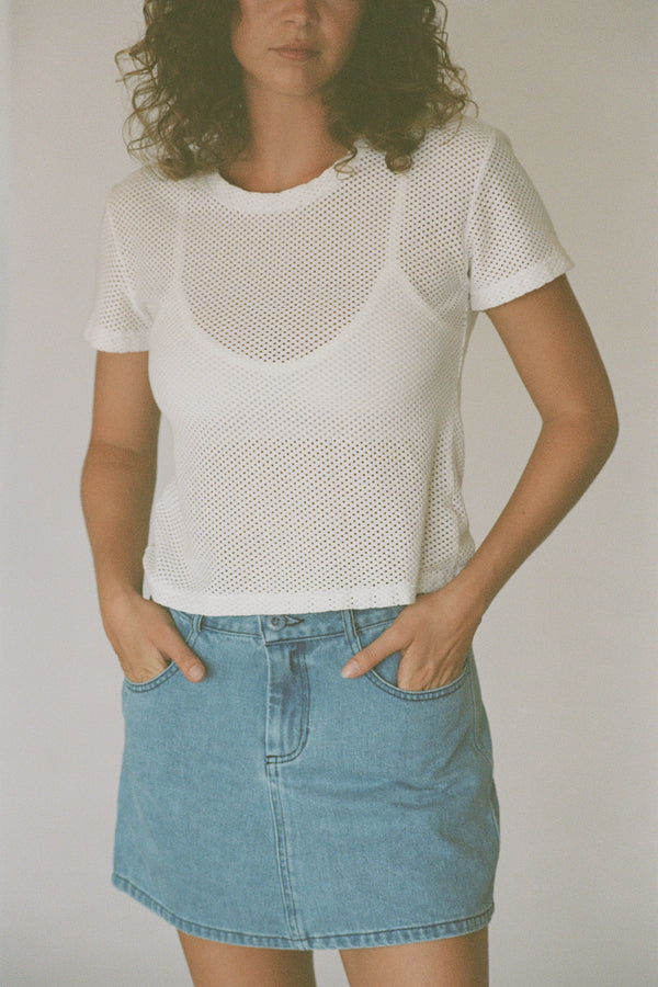 Atlas Denim Mini Skirt | Jungmaven Hemp Clothing & Accessories / Color: 