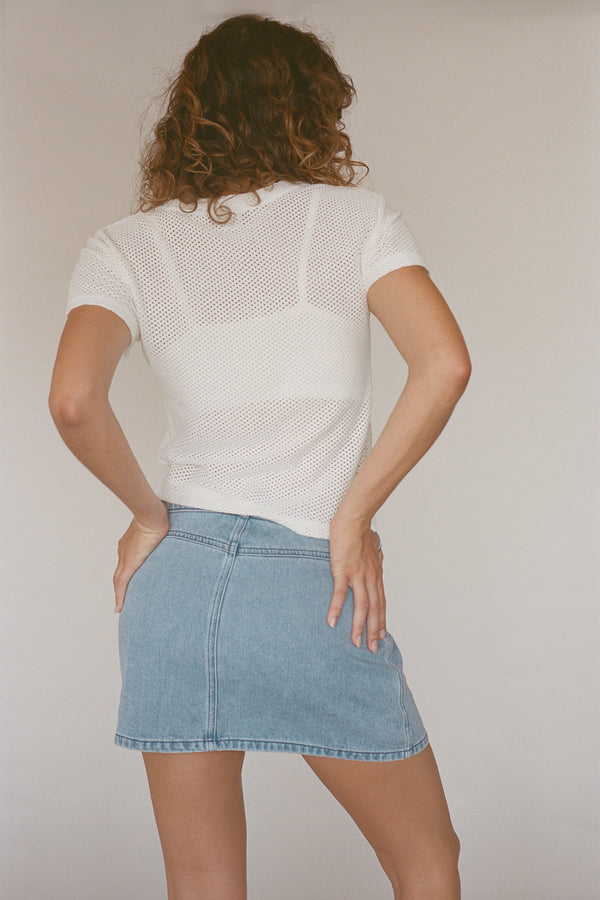 Atlas Denim Mini Skirt | Jungmaven Hemp Clothing & Accessories / Color: 